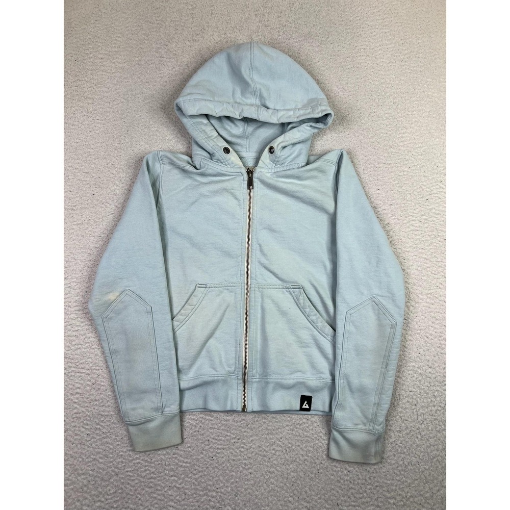 American Giant Womens Small Light Blue Full Zip 100%‎ Cotton Hoodie Made USA
